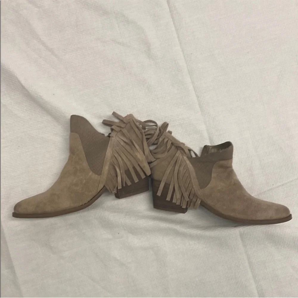 Tan Suede Fringe Ankle Booties MOVING SALE
